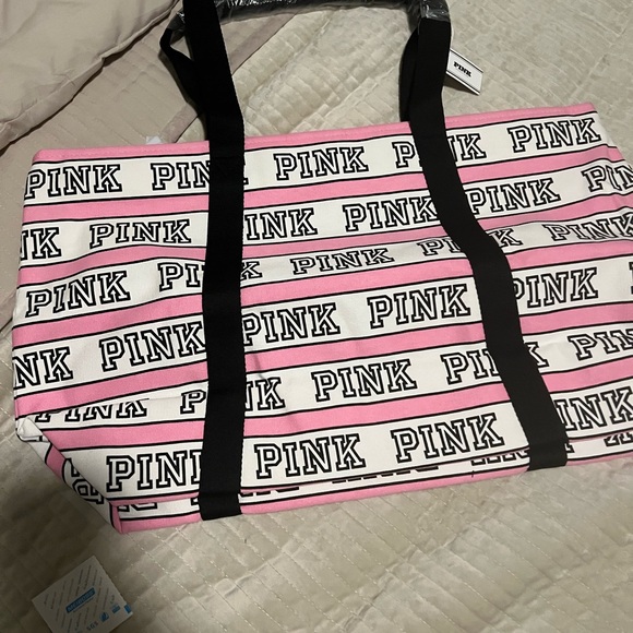 PINK Victoria's Secret Women's Pink and Black Tote Bag NWT - Picture 2 of 11